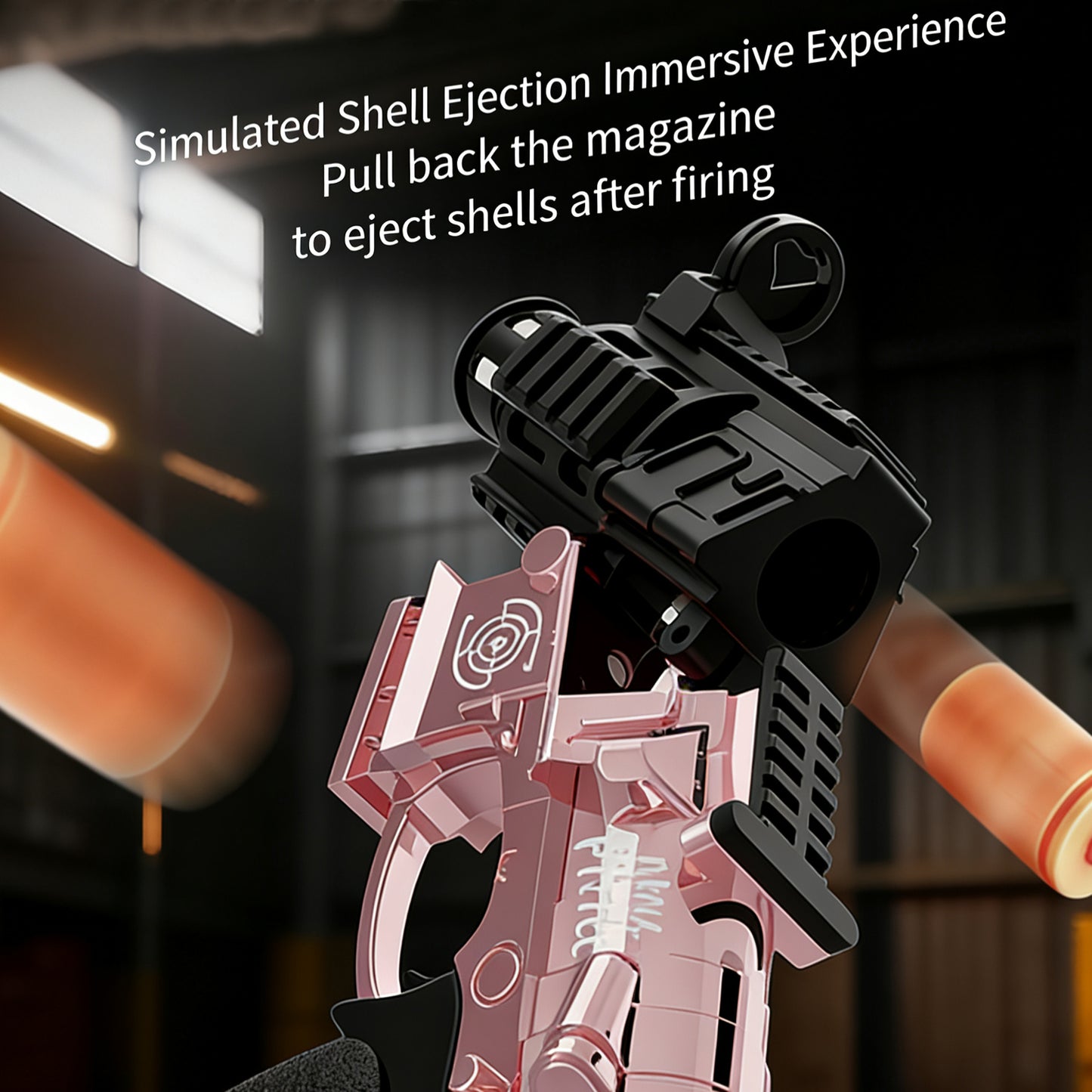 M4 AI Pink Shell-Eject Toy Gun,Realistic Toy Gun for Nerf Guns Darts, Foam Blaster - with Scope 50 Soft Bullets 3 Magazines, Semi-Auto Sniper Rifle Electric M416 Machine Guns for Boys 14+ Age Kids and Adults,Family-Fun