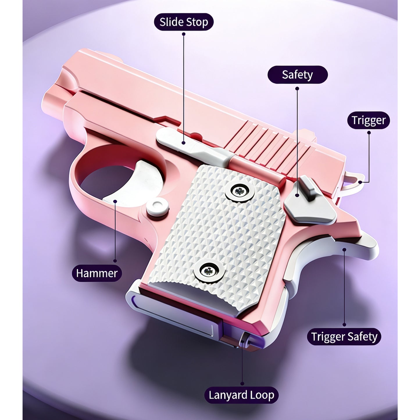3D Printed Reverse-blowing Chambered Small Radish Pistol, Mini Decompression Smooth Gravity Pistol,Vibrant Stylized Pistol,Sleek Precision & Uncompromising
