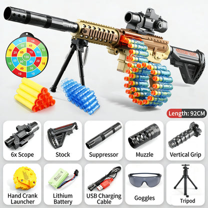 M416 Electric Full-Auto Soft Bullet Toy Gun，Huge Ammo Chain + Cool Attachments，Safe Suction Darts