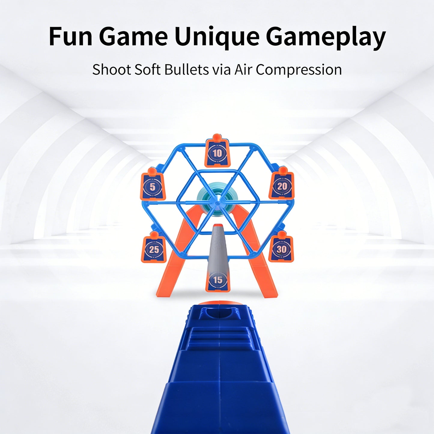 Electric Rotating Shooting Target Soft-bullet Gun, Tabletop Game，Rotating Shooting Target Set，10-12M Long-Range Fun，Tabletop Game，Boost Hand-Eye Coordination – Perfect Parent-Child Rotating Aiming Game