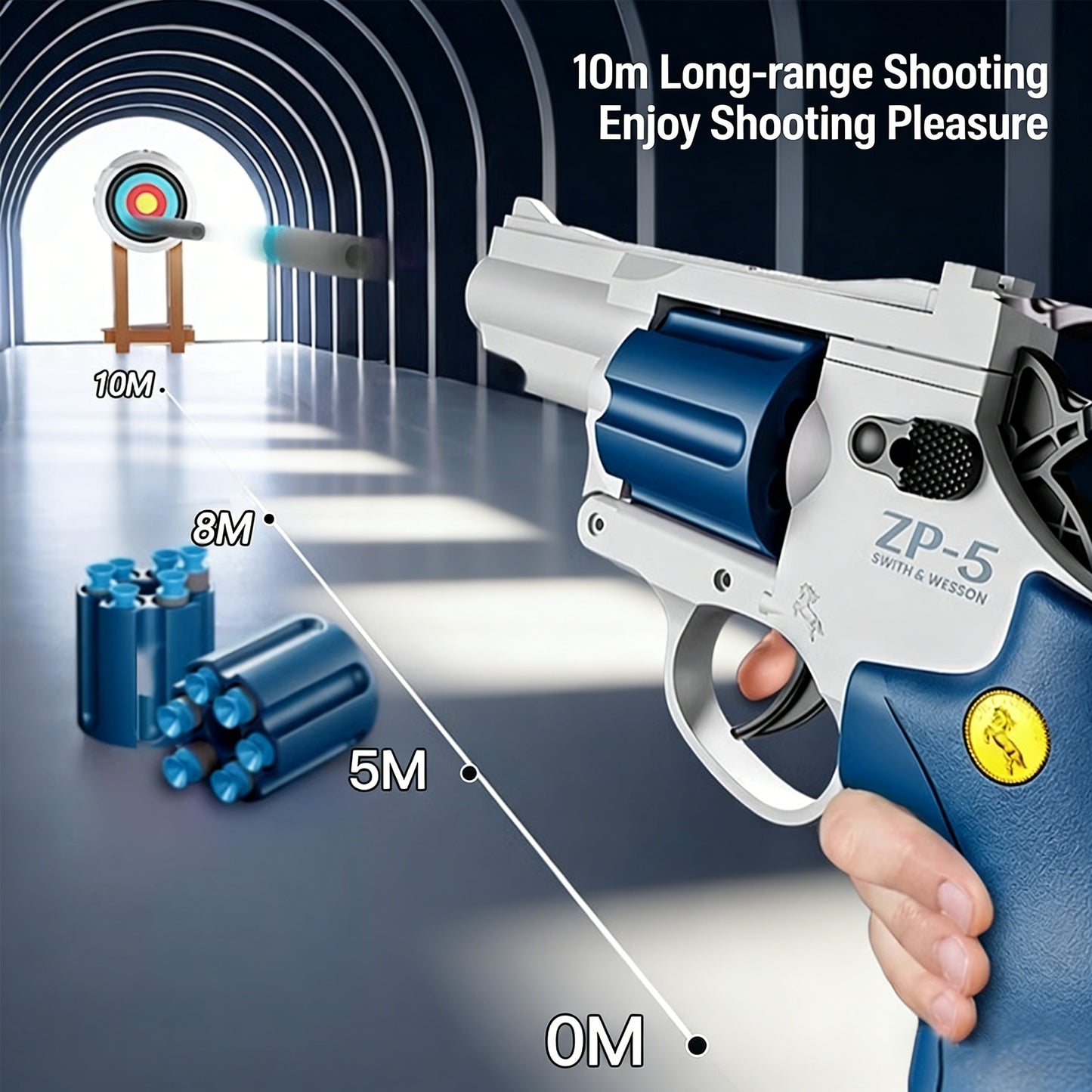 38 PCS Revolver Soft Bullet Toy Gun，Mechanical Linkage Foam Dart Blaster for Kids