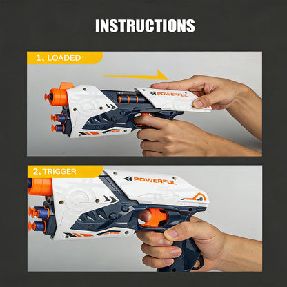 High-Powered Swift Toy Soft Bullet Blaster – Sleek White-Orange-Navy Design, Safe Foam Darts for Kids’ Outdoor Fun & Active Play，Parent-child Outdoor Battle Toy Manual Soft Bullet Gun