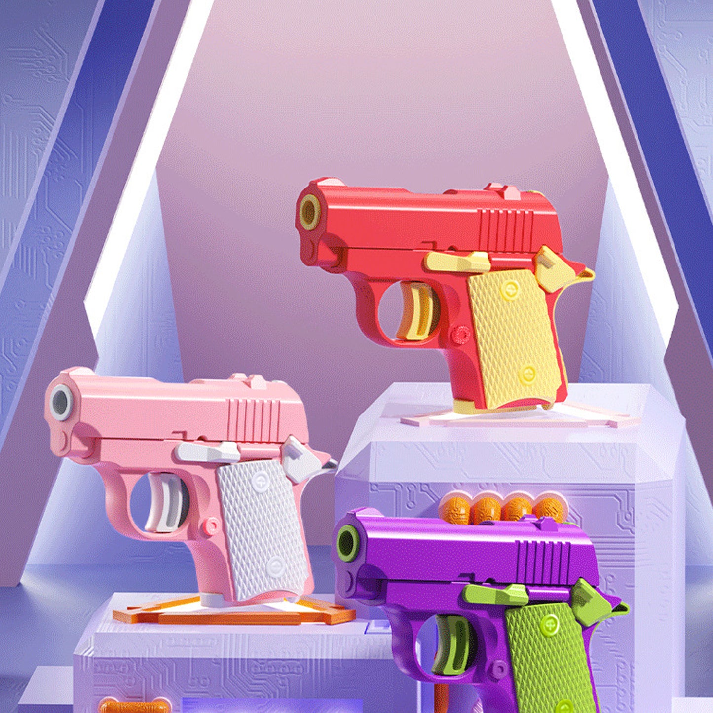 3D Printed Reverse-blowing Chambered Small Radish Pistol, Mini Decompression Smooth Gravity Pistol,Vibrant Stylized Pistol,Sleek Precision & Uncompromising