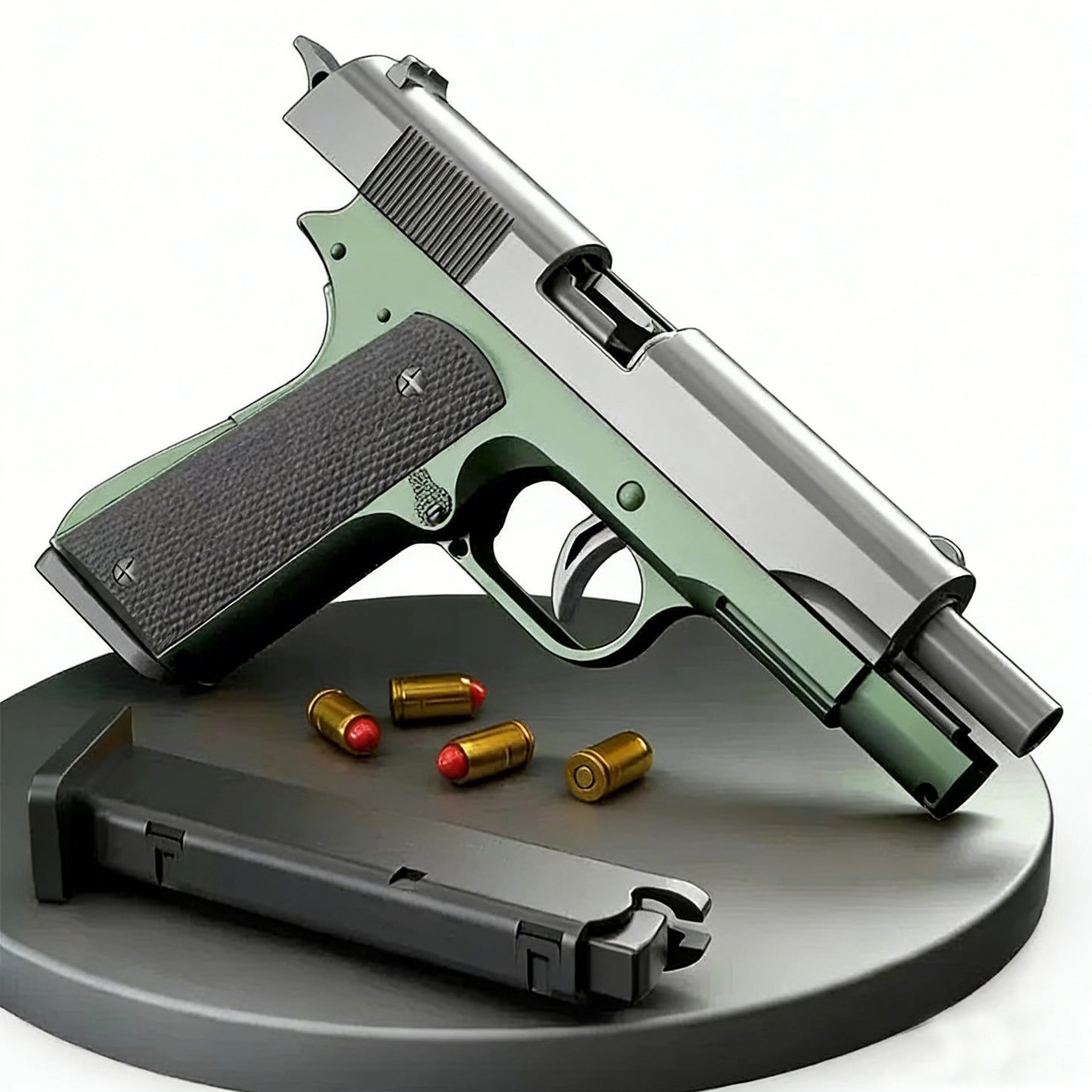 Colt-Style Mechanical Full-Automatic Toy Pistol,Glock Semi-automatic Reloaded Detachable Magazine Automatic Ejector-less Soft-shell Pistol,Gifts for Boys Girls Adults Age 8+