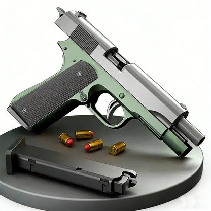 Colt-Style Mechanical Full-Automatic Toy Pistol,Glock Semi-automatic Reloaded Detachable Magazine Automatic Ejector-less Soft-shell Pistol,Gifts for Boys Girls Adults Age 8+