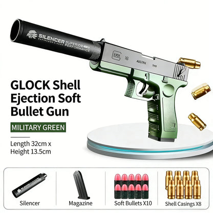 Golden Desert Eagle Shell Ejection Soft Bullet Gun – Realistic Toy Pistol with Removable Magazine, Safe Foam Bullets for Kids & Adults, Ideal for Collection, Cosplay, or Indoor Outdoor Shooting Games