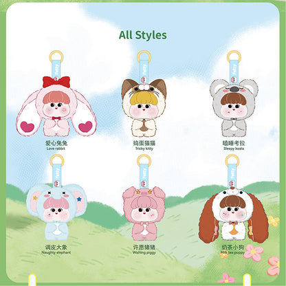 FATTY Large-eared Animal Plush Blind Boxes，Desk Decoration，Bag Accessories,Pop Culture Toys,Gifts for Girls(Random 1 PCS)