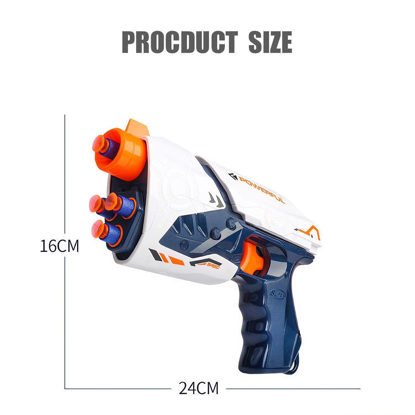 High-Powered Swift Toy Soft Bullet Blaster – Sleek White-Orange-Navy Design, Safe Foam Darts for Kids’ Outdoor Fun & Active Play，Parent-child Outdoor Battle Toy Manual Soft Bullet Gun