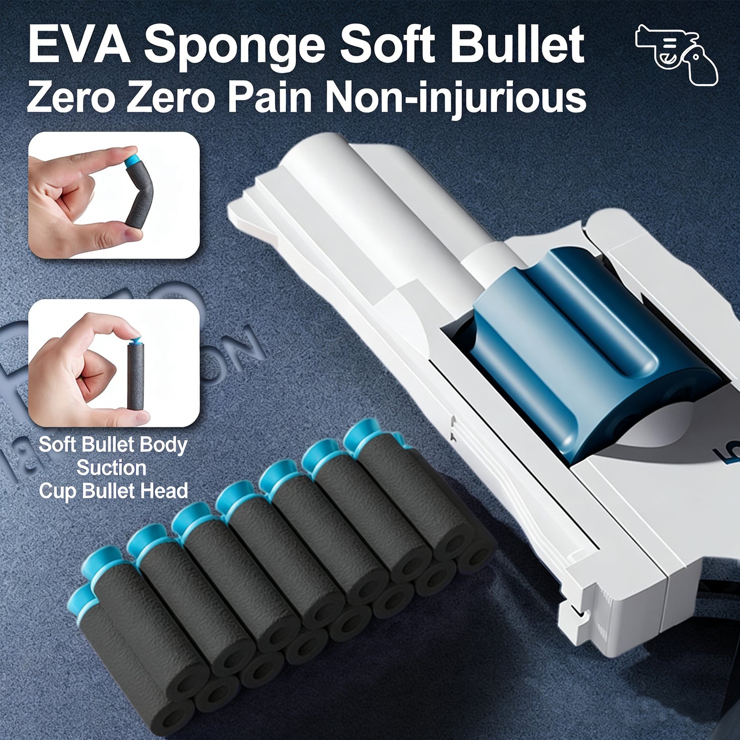 38 PCS Revolver Soft Bullet Toy Gun，Mechanical Linkage Foam Dart Blaster for Kids