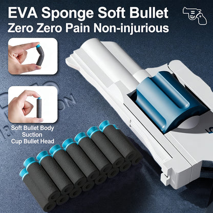 38 PCS Revolver Soft Bullet Toy Gun，Mechanical Linkage Foam Dart Blaster for Kids