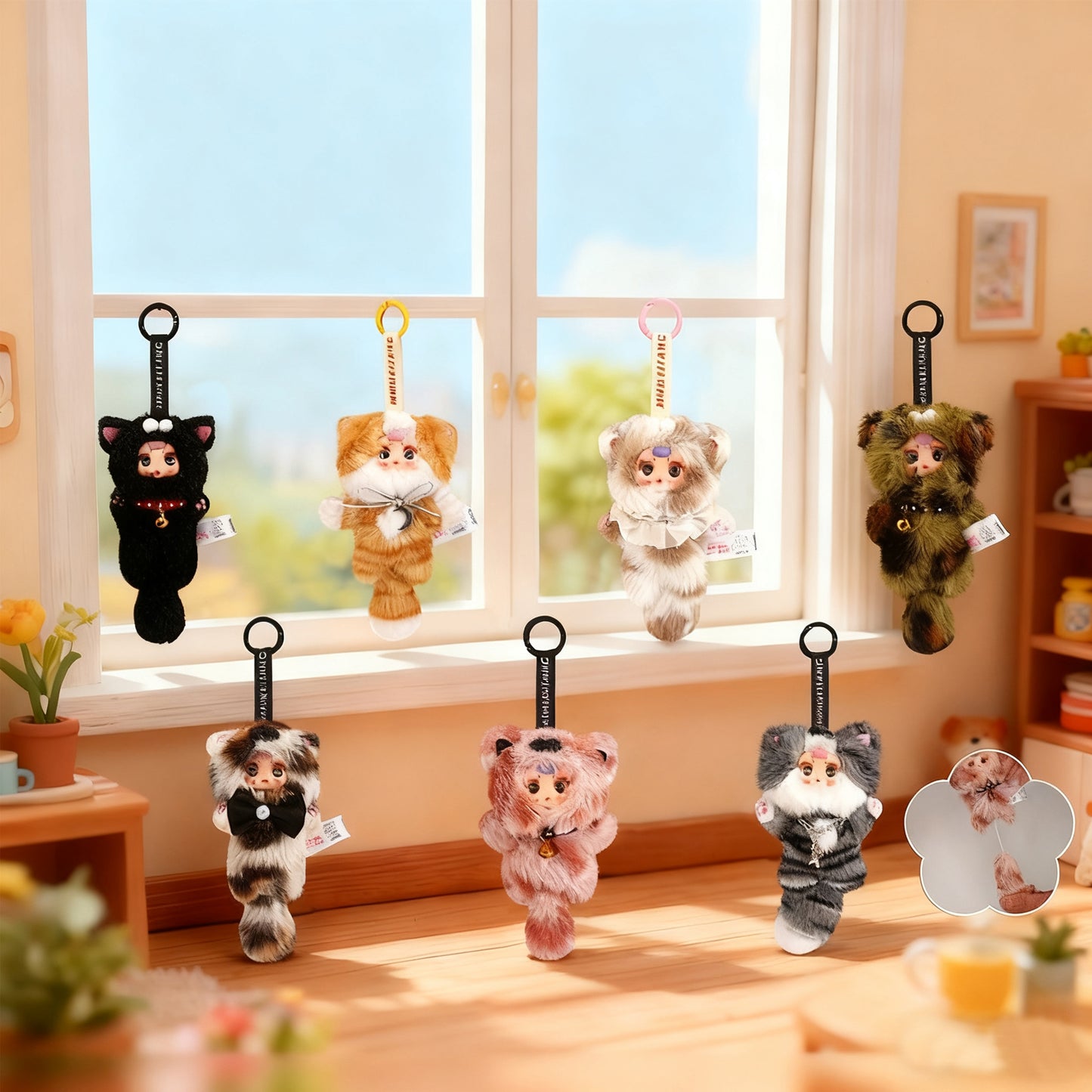 MM Pendent Candy Cat Series Plush Blind Boxes,Bag Accessories,Pop Culture Toys,Gifts for Girls(Random 1 PCS)