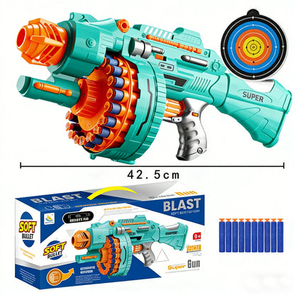 Multi-shot Soft Bullet Gatling Suction Cup Toy Gun,Action-Packed Toy Foam Dart Blaster,Large Rotating Magazine, Safe Rapid-Fire Fun for Kids’ Indoor & Outdoor Adventures
