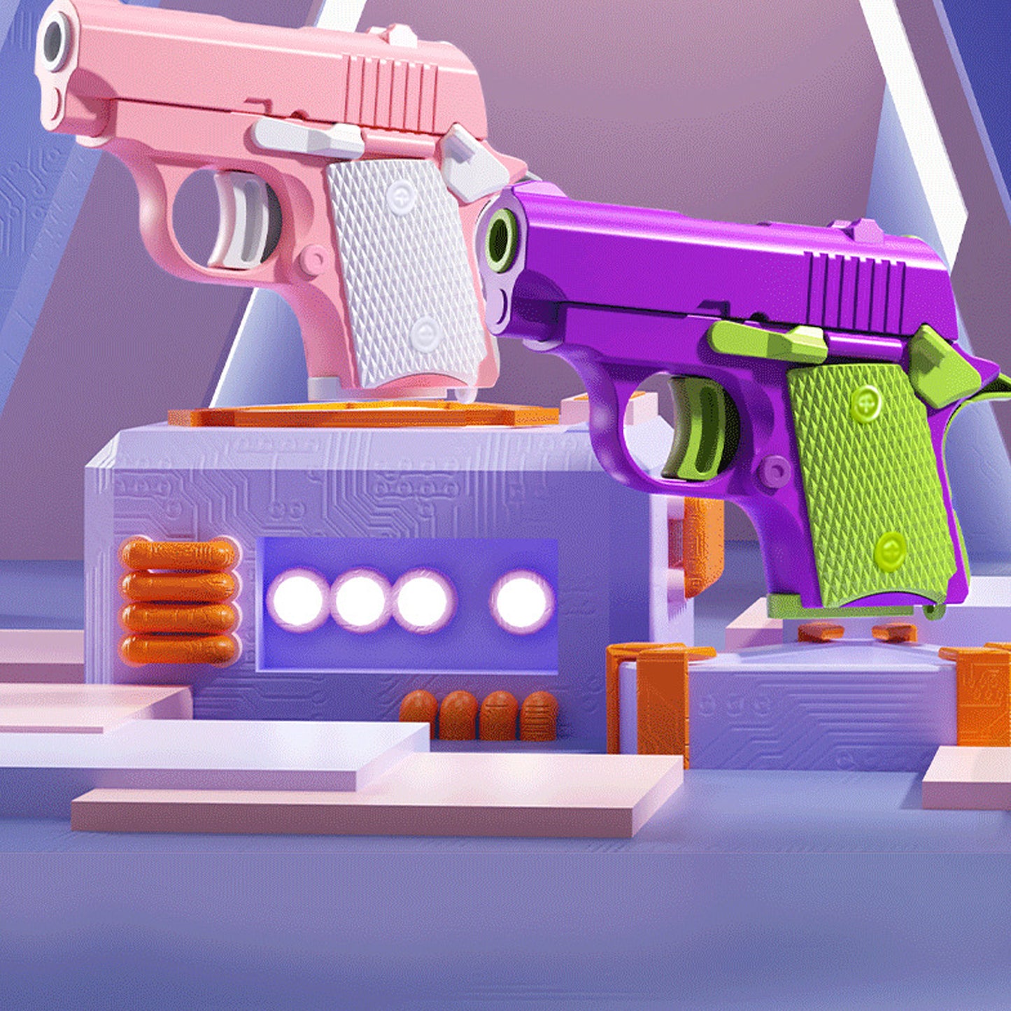 3D Printed Reverse-blowing Chambered Small Radish Pistol, Mini Decompression Smooth Gravity Pistol,Vibrant Stylized Pistol,Sleek Precision & Uncompromising