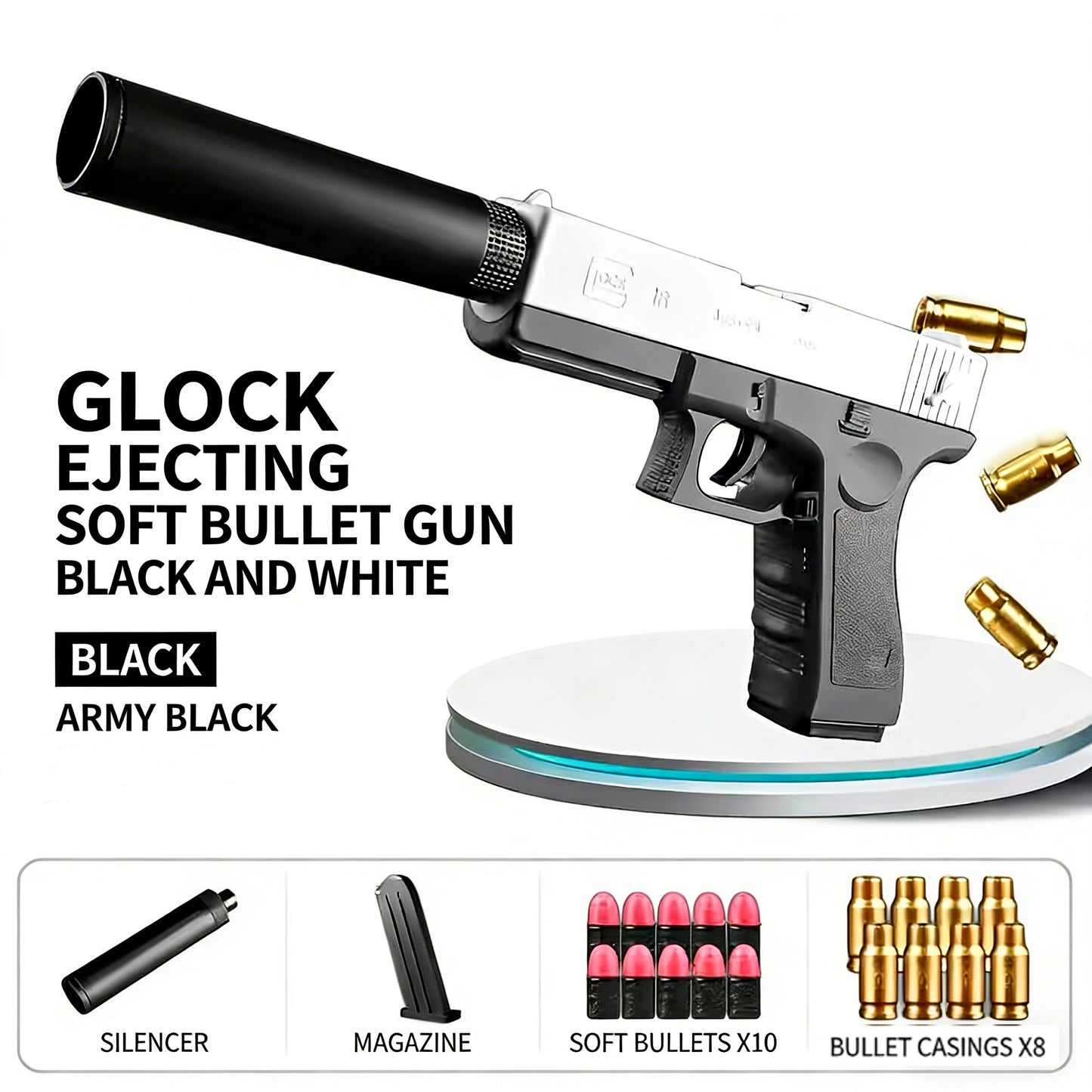 Golden Desert Eagle Shell Ejection Soft Bullet Gun – Realistic Toy Pistol with Removable Magazine, Safe Foam Bullets for Kids & Adults, Ideal for Collection, Cosplay, or Indoor Outdoor Shooting Games