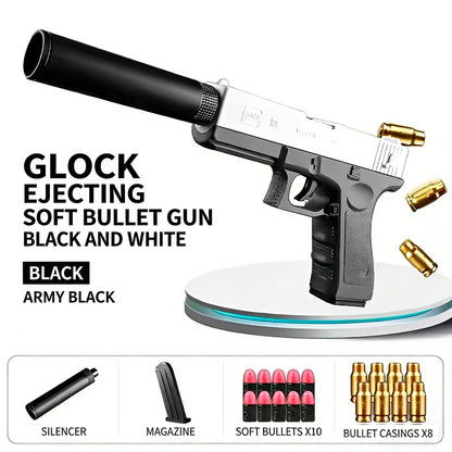 Golden Desert Eagle Shell Ejection Soft Bullet Gun – Realistic Toy Pistol with Removable Magazine, Safe Foam Bullets for Kids & Adults, Ideal for Collection, Cosplay, or Indoor Outdoor Shooting Games