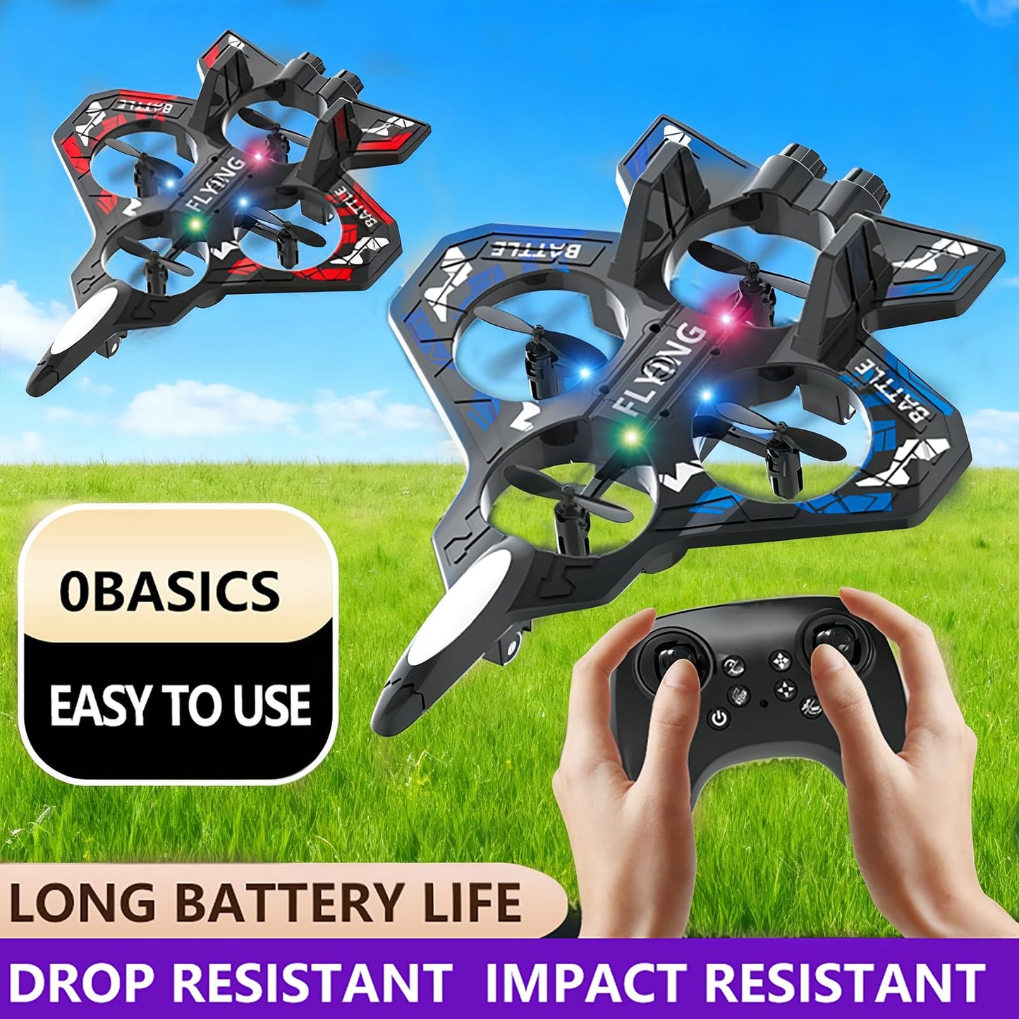 [2025 New]M33 Foam Remote Control Airplanes for Kids， RC Plane Airplane Toys for Boys Kids Beginners, RC Planes Fighter Jet Helicopter Drones for Kids Adults, 360° Flip Easy to Fly (blue)