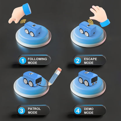 Magical Mini Bus Toy-5-in-1 multi-functional,features line-following function,gesture-controlled following car toy,with follow and avoidance modes,football interaction,and fun dynamic effects