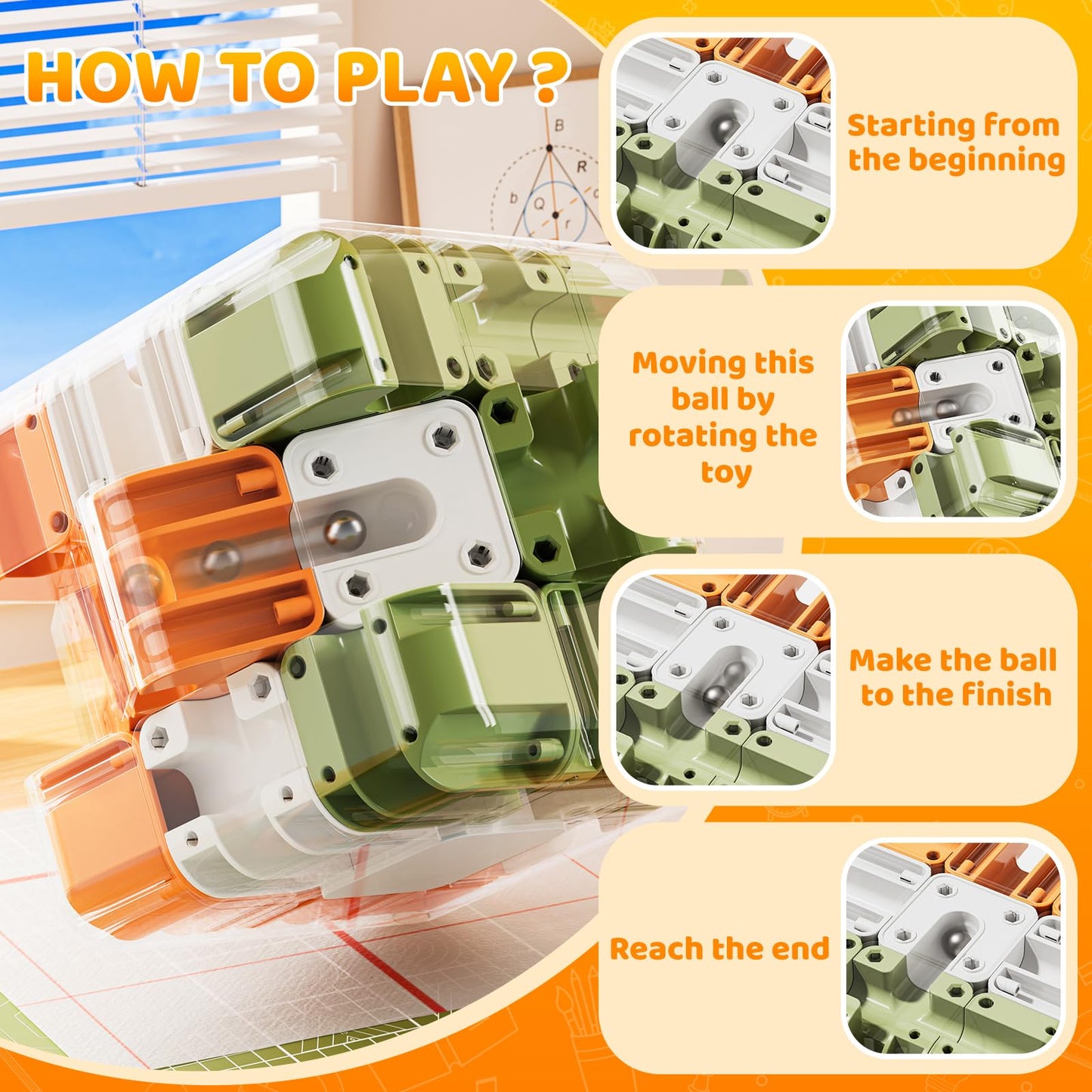 [2025 New]Large 3D Labyrinth Cube Puzzle - Engaging Brain Teaser Toy, 3D Maze Cube, Improve Spatial Recognition and Cultivate Logical Thinking, Educational Focus Game Gift for Adults Teens