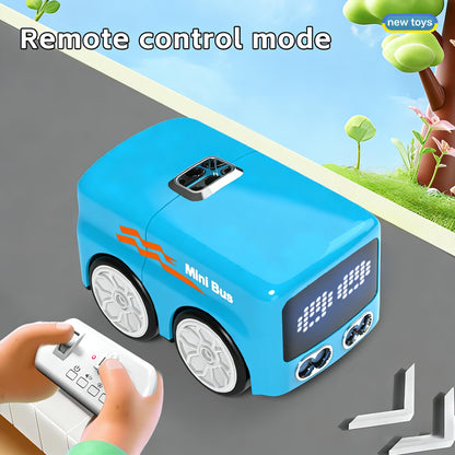 Magical Mini Bus Toy-5-in-1 multi-functional,features line-following function,gesture-controlled following car toy,with follow and avoidance modes,football interaction,and fun dynamic effects